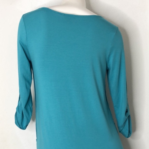 J. Jill Wearever Collection Roll Tab Sleeve Scoop Neck Knit Tunic Top S Petite - Picture 8 of 10